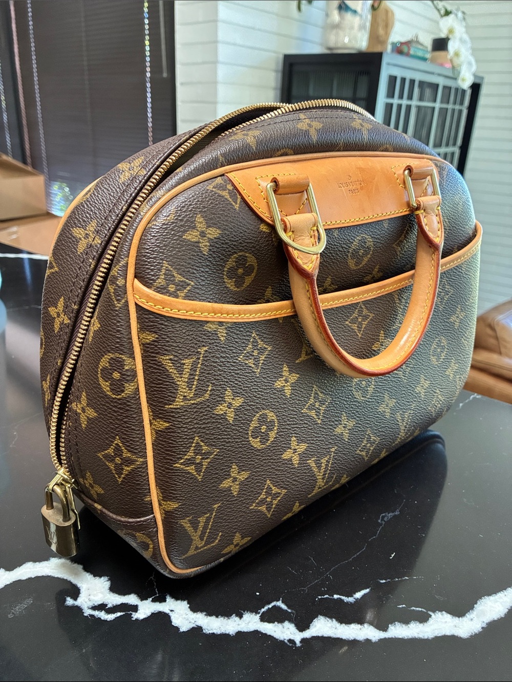 Louis Vuitton Monogram Satchel in Brown & Tan
